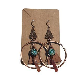 Boho Copper Tone Dangle Earrings Handmade Jewelry Native Beach Core Western Gift